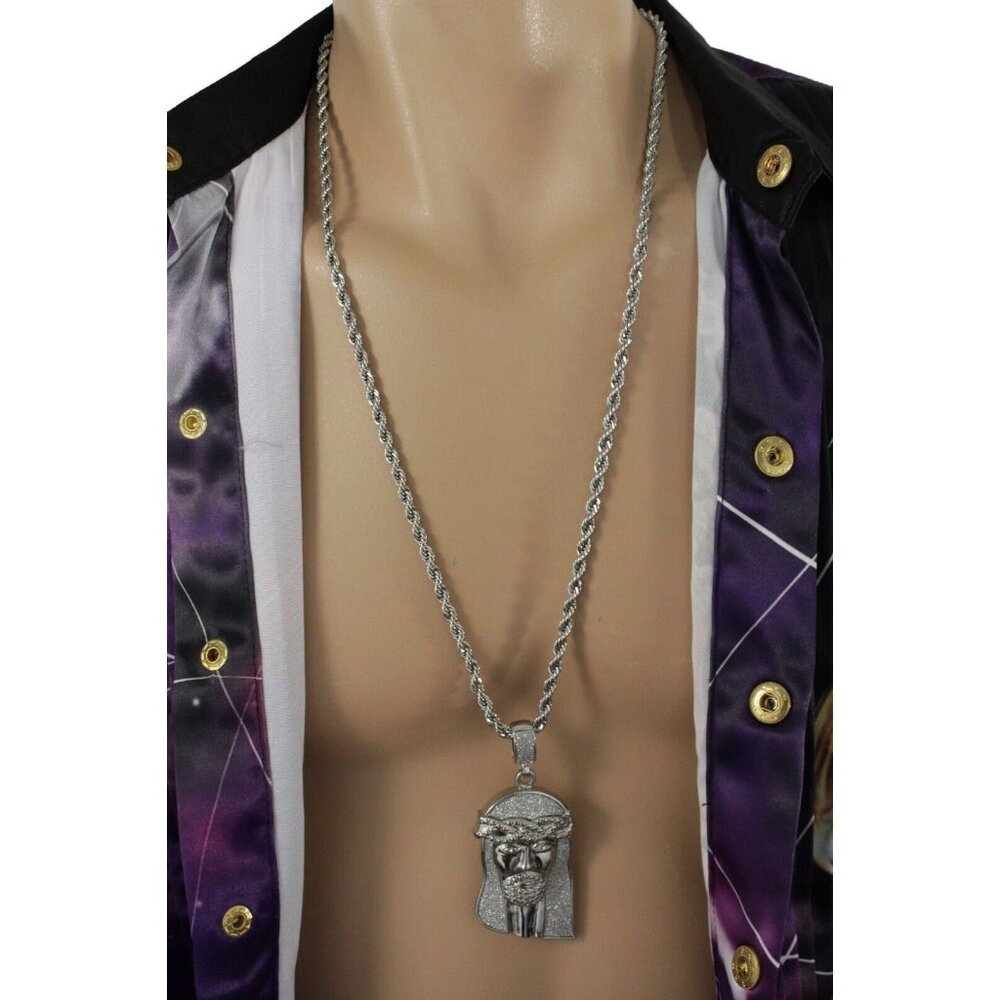 New Men Jesus Christ Pendant Silver Chain Church Religious Long Necklace Jewelry
